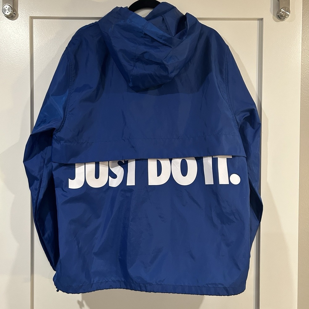Nike JDI Men's Blue Polyester Windbreaker Orange Nike Logo XL - Picture 4 of 5